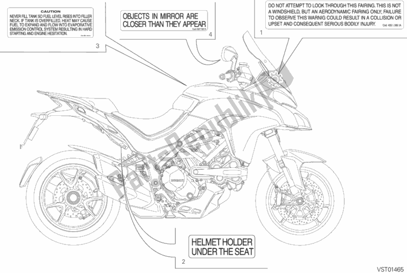 All parts for the Label, Warning of the Ducati Multistrada 1200 S ABS USA 2016